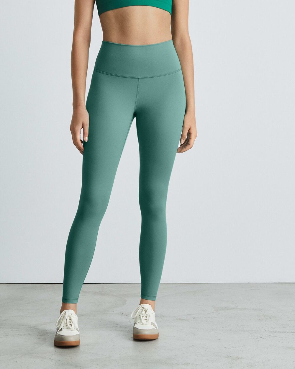 New Everlane Perform 24/7 Green Leggings High Waist Stretch Pull On Ankle Sz XS